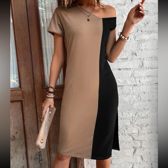 Boho two tone slit thigh dress - Picture 2 of 5